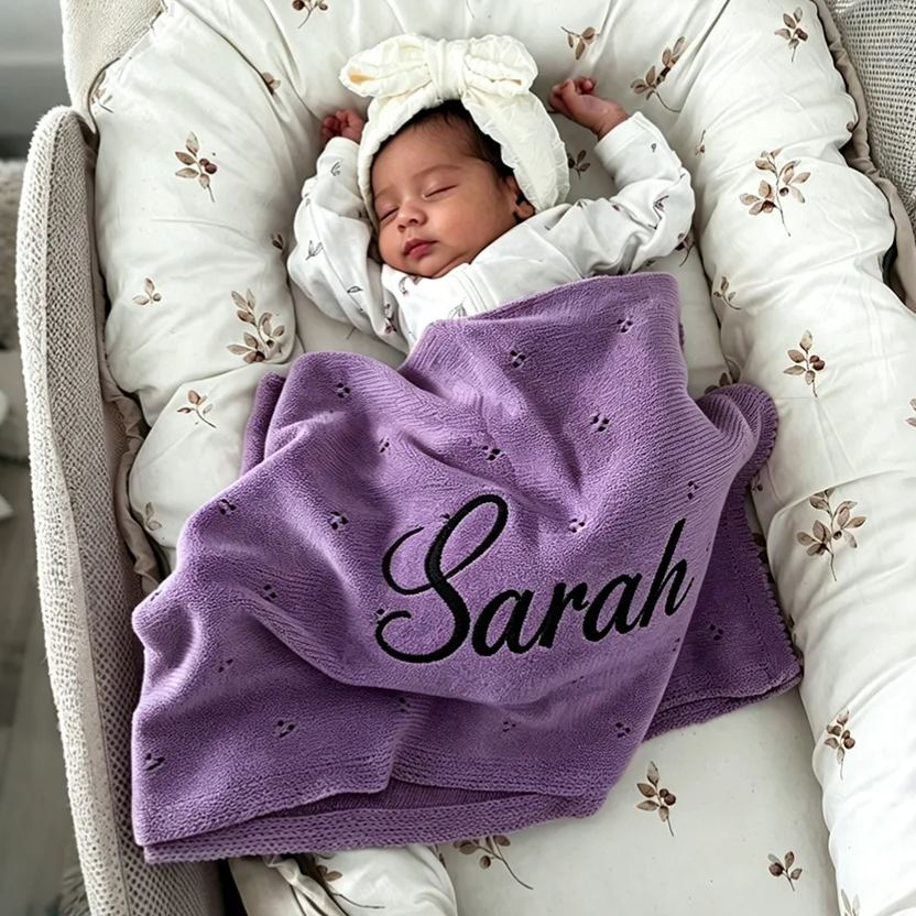 Personalized Embroidered Soft Crochet Baby Blanket | CWBaby505
