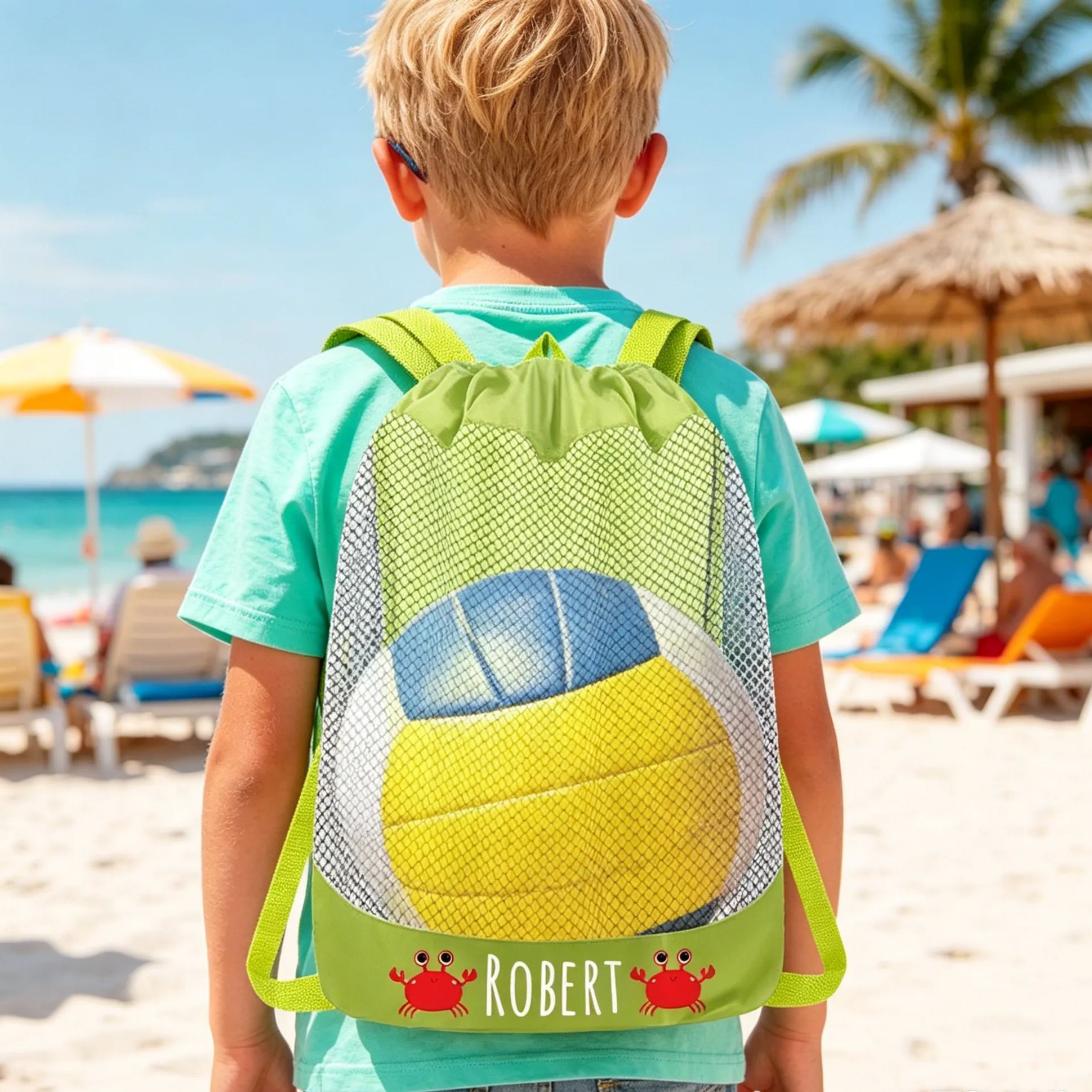 Personalized Mesh Adjustable Drawstring Beach Backpack | CWBeach199