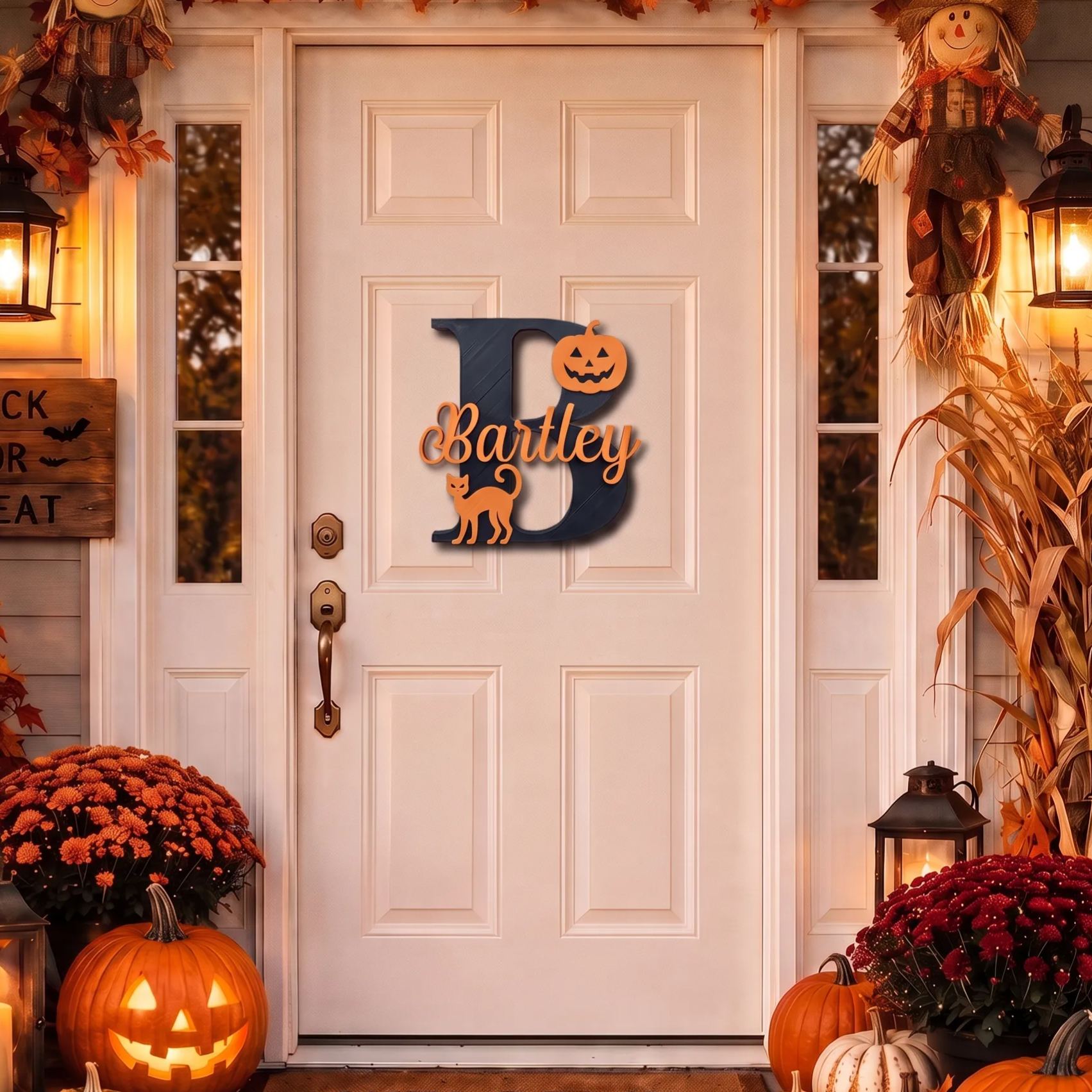 Personalized Halloween Monogram Door Decoration Name Sign | CWHalloween81