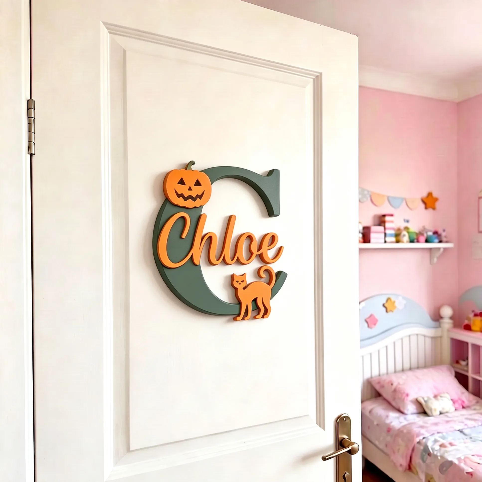 Personalized Halloween Monogram Door Decoration Name Sign | CWHalloween81