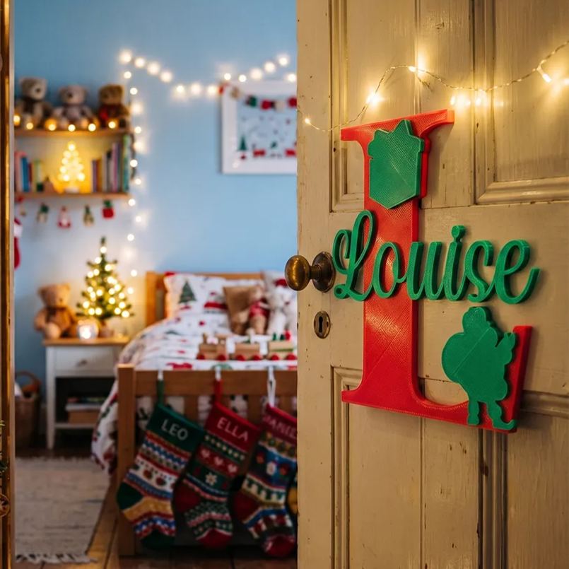 Personalized Christmas Monogram Door Decoration Name Sign | MCGift367
