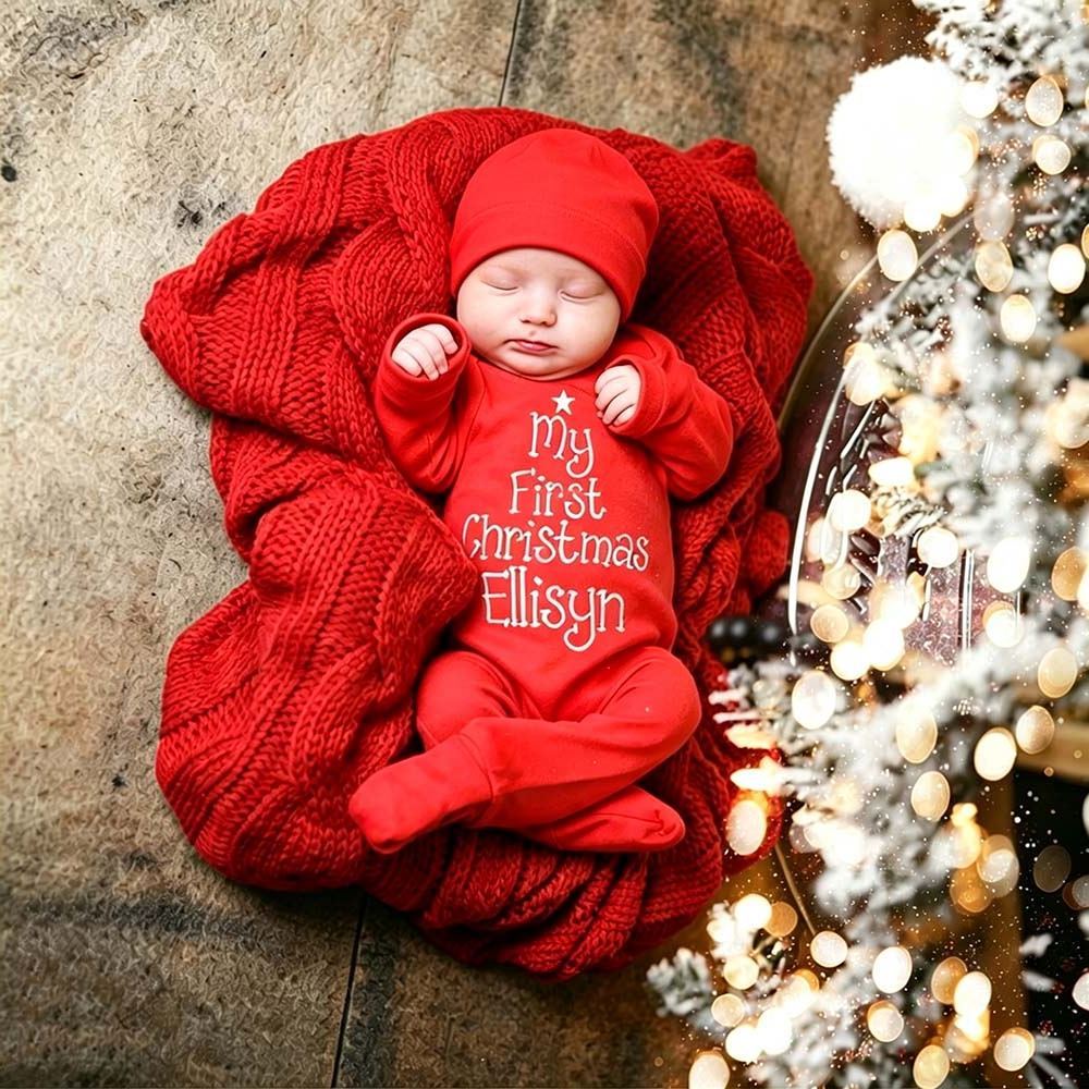 Personalized Embroidery Baby First Christmas Outfit Set | MCGift379