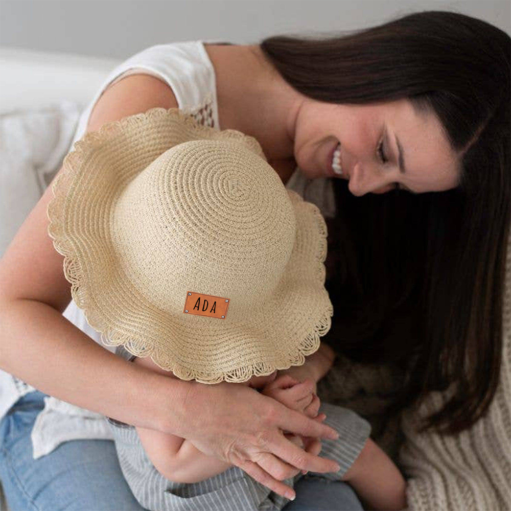 Personalized Summer Leather Patch Straw Hat for Comfort & Unique | CWBeach35
