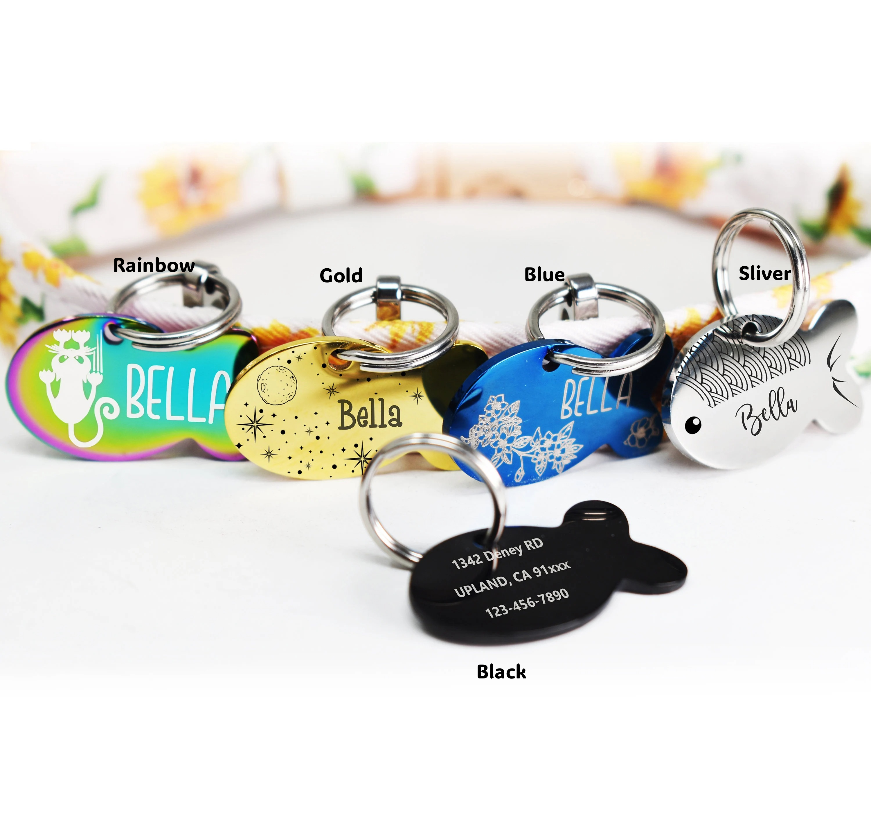 Personalized Stainless Steel Fish Shape Cat Tag | MNAccs114