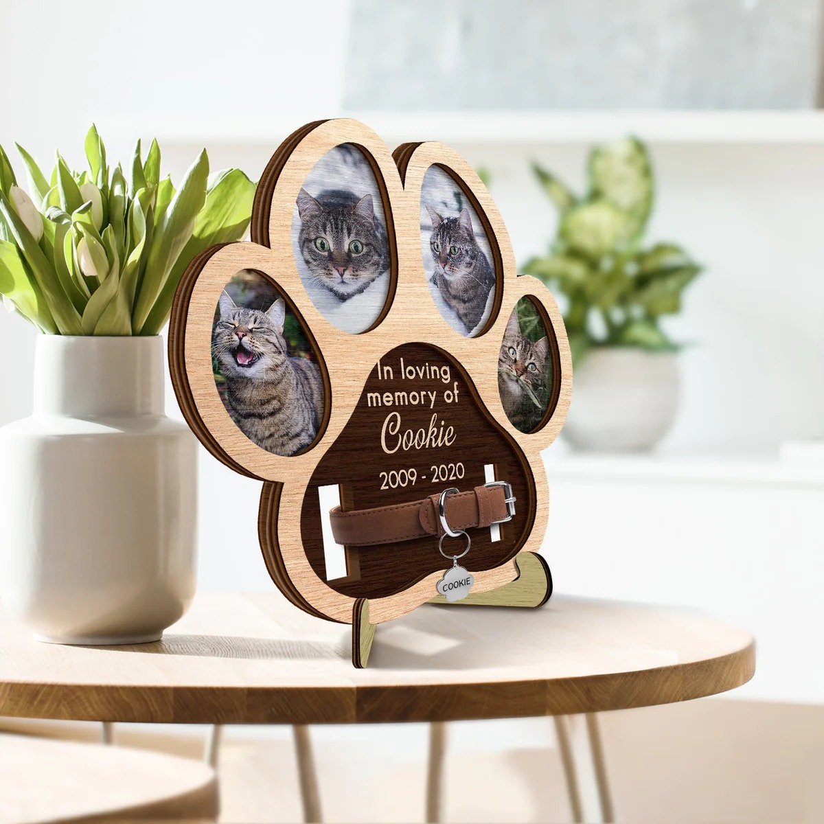 Personalized Photo Paw Shape In Loving Memory | MNMemo24