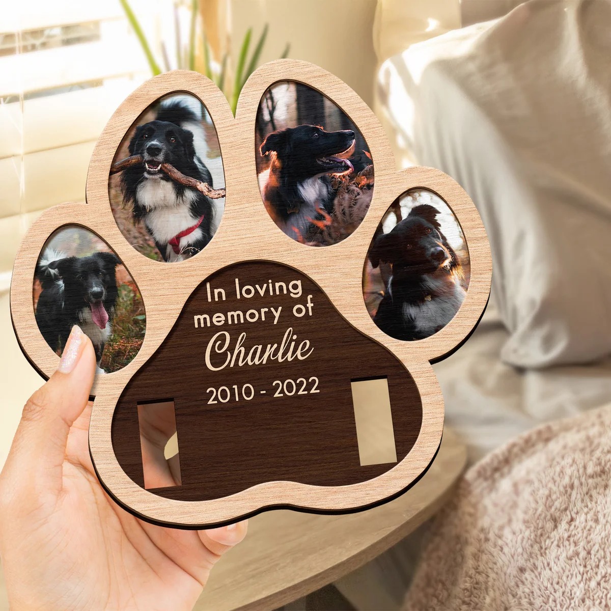 Personalized Photo Paw Shape In Loving Memory | MNMemo24
