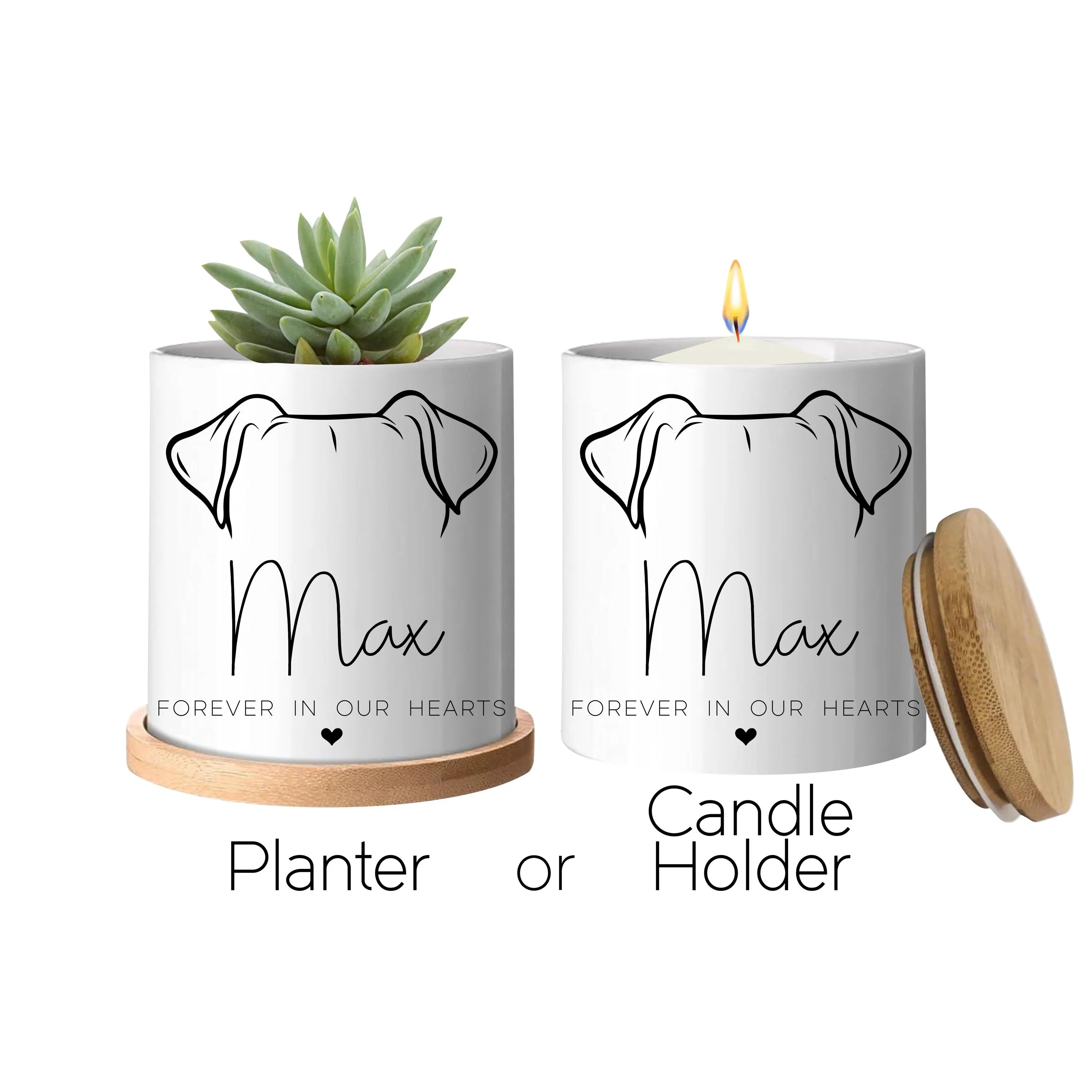 Personalized Pet Memorial Forever In Our Hearts - Planter or Candle Holder | MNMemo23