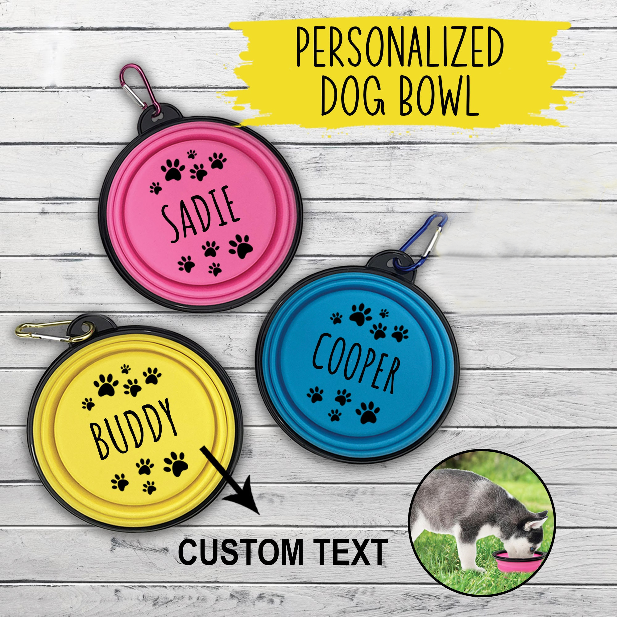 Personalized Silicone Foldable Travel Pet Bowl | BKPet79