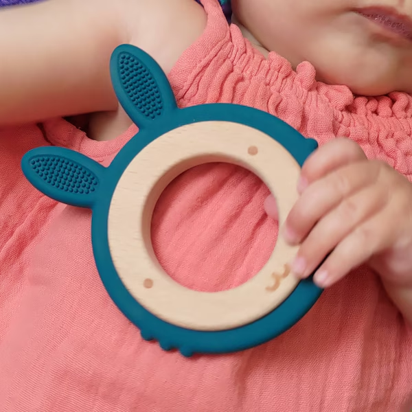 Personalized Baby Wooden Silicone Teething Toy | CWBaby100