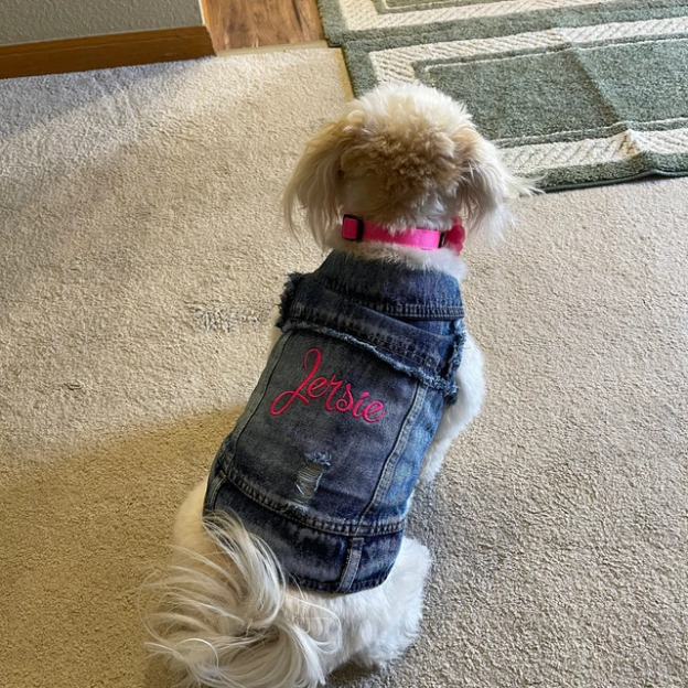 Personalized Embroidered Pets Denim Jacket for Comfort and Unique | BKPet33