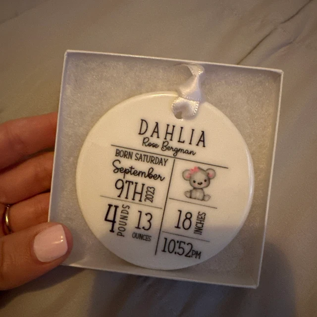 Personalized Newborn Baby Birth Announcement Ornament | CWBaby32