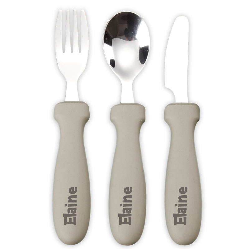 Personalised Kid Silicone Utensil Sets-Fork, Knife, Spoon  | CWBaby70