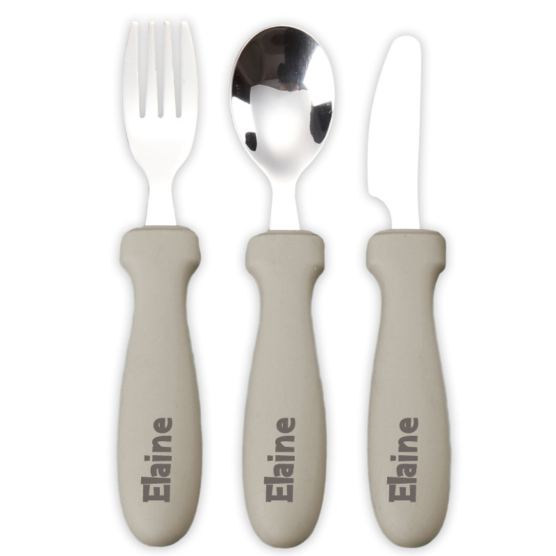 Personalised Kid Silicone Utensil Sets-Fork, Knife, Spoon  | CWBaby70