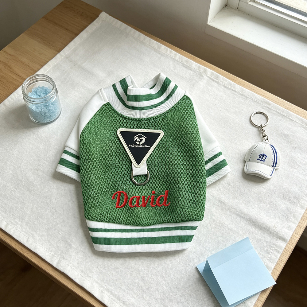 Personalized Embroidered Breathable Mesh Dog Baseball Jacket for Summer | MNCloth242