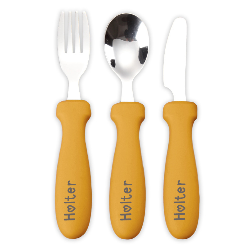 Personalised Kid Silicone Utensil Sets-Fork, Knife, Spoon  | CWBaby70