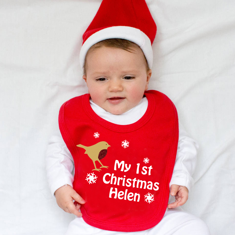 Personalized Baby Romper with Bib Set For Christmas Dinner | CWBaby111