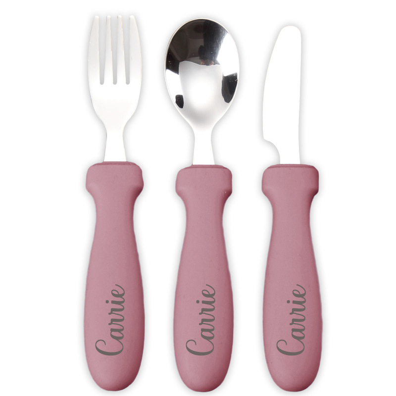 Personalised Kid Silicone Utensil Sets-Fork, Knife, Spoon  | CWBaby70