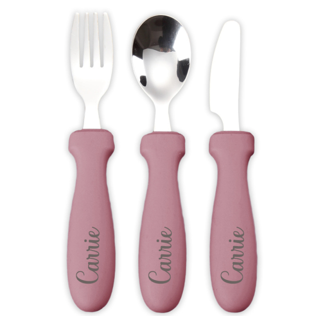 Personalised Kid Silicone Utensil Sets-Fork, Knife, Spoon  | CWBaby70