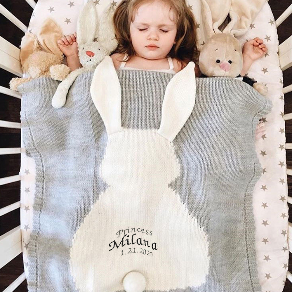 Personalized Embroidered Knit Baby Blanket for Unique Gift | CWBaby118