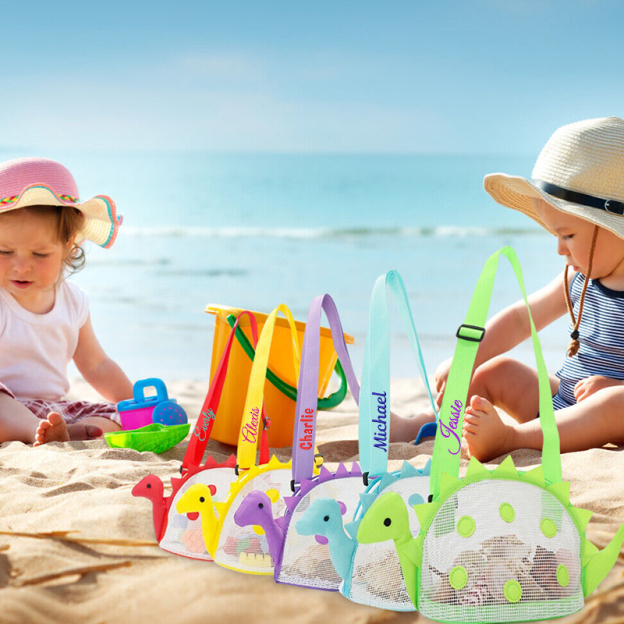 Personalized Dinosaur Seashell Zipper Mesh Beach Bag | CWBeach97