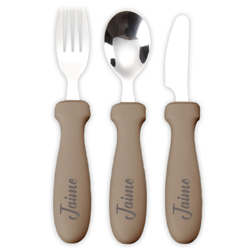 Personalised Kid Silicone Utensil Sets-Fork, Knife, Spoon  | CWBaby70