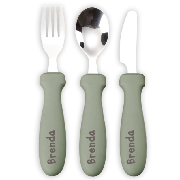 Personalised Kid Silicone Utensil Sets-Fork, Knife, Spoon  | CWBaby70
