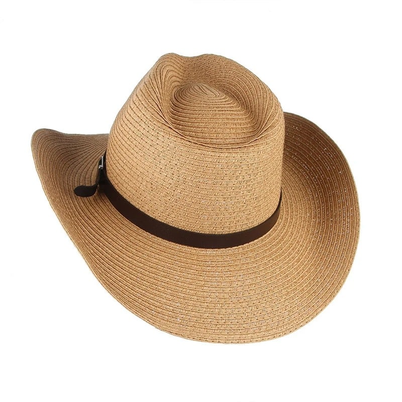 Personalized Leather Patch Cowboy Straw Hat | CWBeach106