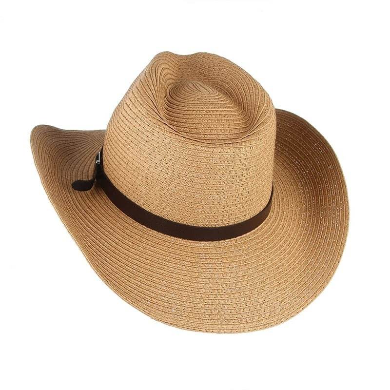 Personalized Leather Patch Cowboy Straw Hat | CWBeach106