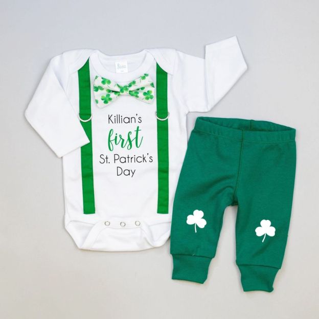 Personalized Baby Boy's First St. Patrick's Day Clothing Set | CWBaby178