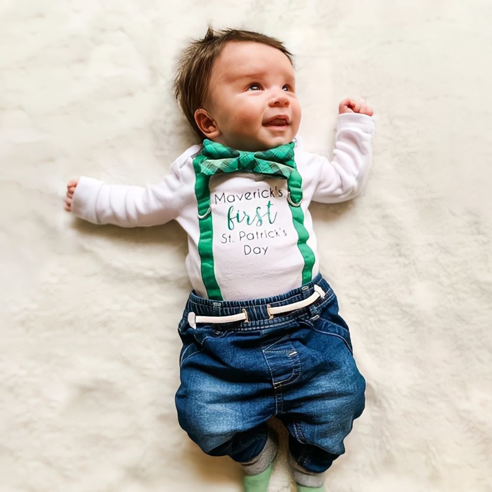 Personalized Baby Boy's First St. Patrick's Day Clothing Set | CWBaby178