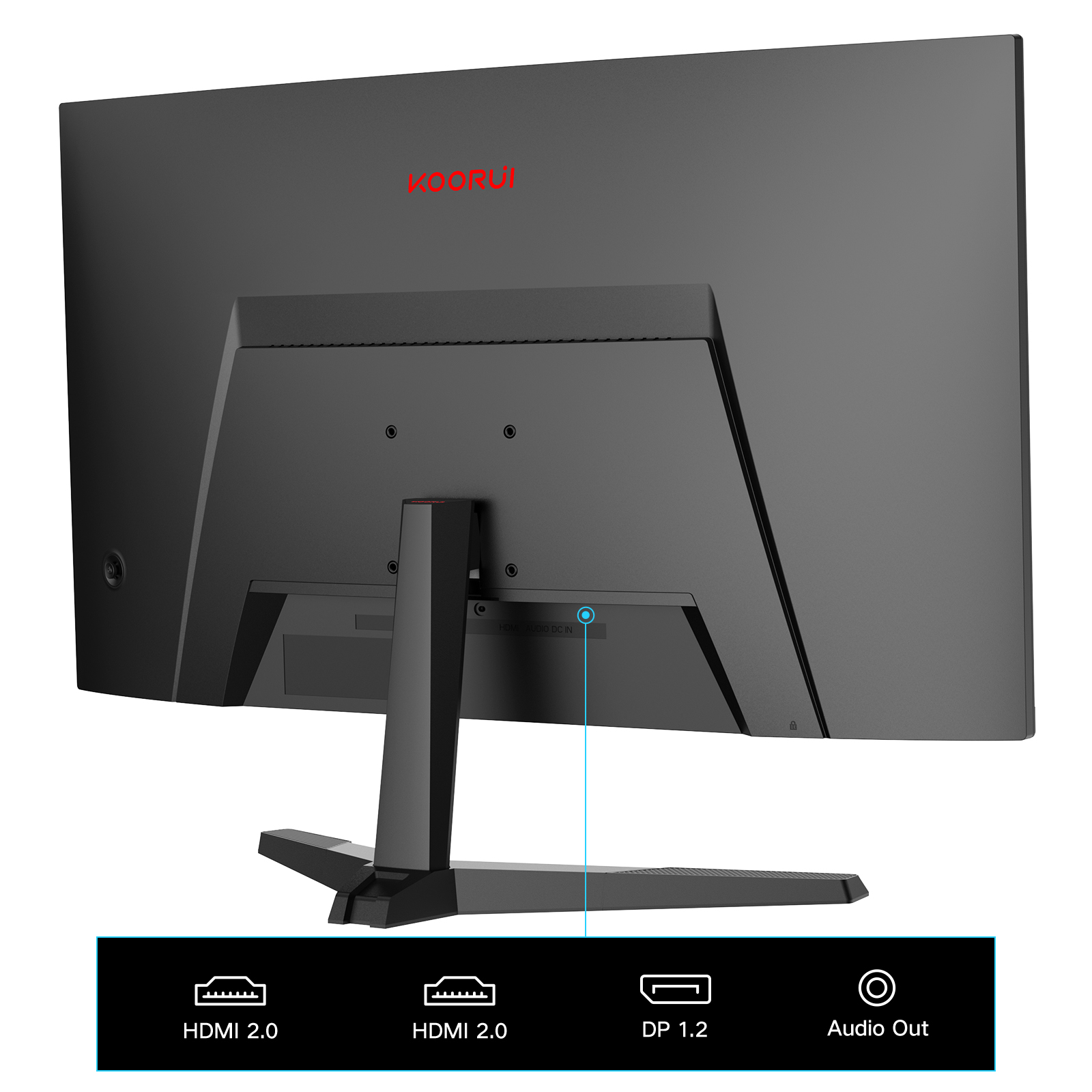 KOORUI 27 Inch Curved Gaming Monitor, FHD 1080p, 1ms Response Time, 180Hz Refresh Rates, HDMI 2.0/DP 1.2, 250cd/m² Brightness