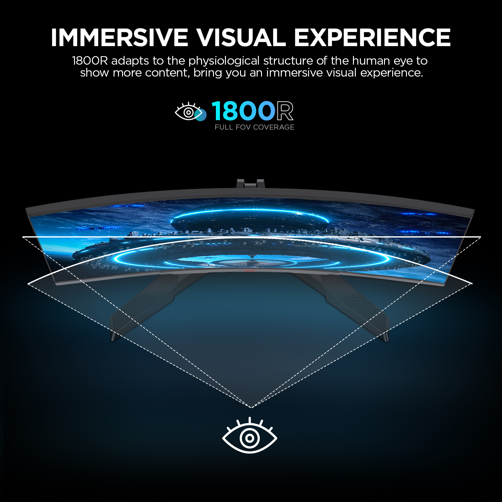 KOORUI 27 Inch Curved Gaming Monitor, FHD 1080p, 1ms Response Time, 180Hz Refresh Rates, HDMI 2.0/DP 1.2, 250cd/m² Brightness