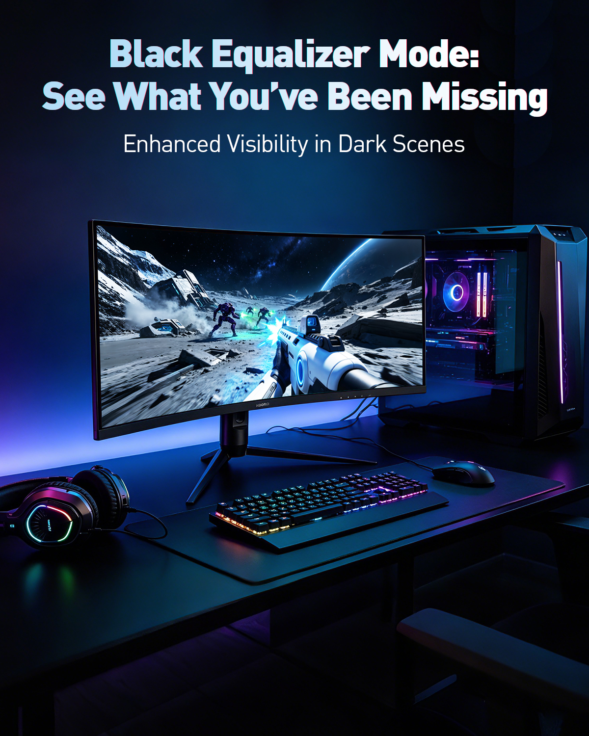 KOORUI 34" Ultrawide Curved Gaming Monitor, 240Hz, WQHD 3440×1440, 1500R Immersive Display, Adaptive Sync, 1ms, DIC-P3 98%, HDR400, HDMI 2.1/DP 1.4, VESA, for PC Gaming, Work & Play