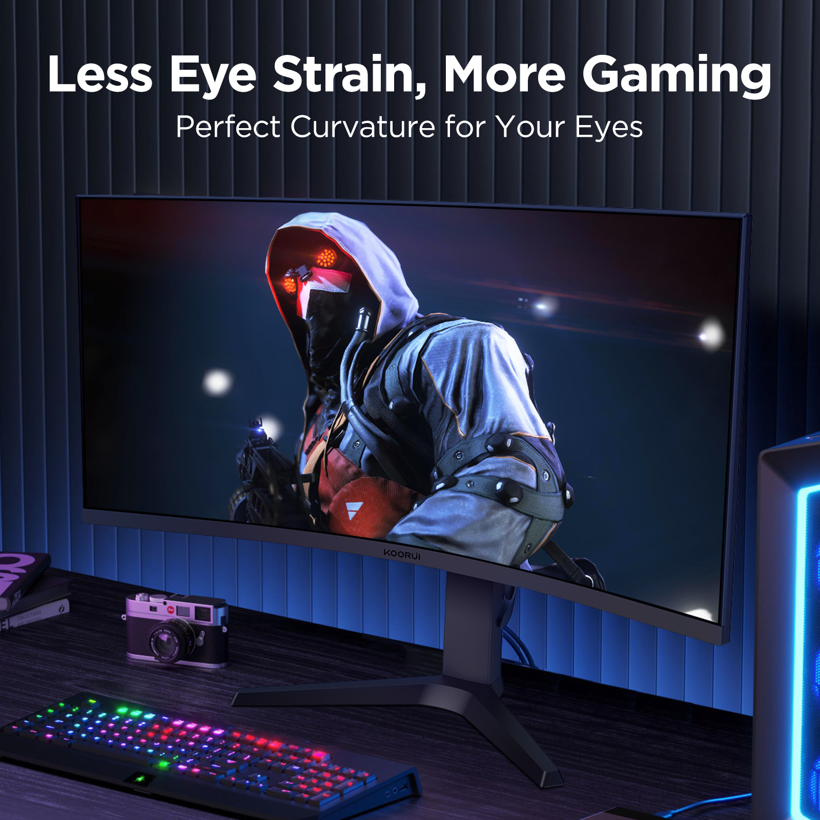 KOORUI 34'' Ultra Curved Gaming Monitor 165HZ, 1ms, WQHD(3440 * 1440), 21:9, Tilt/Height Adjust, HDMI, Display Port, Black