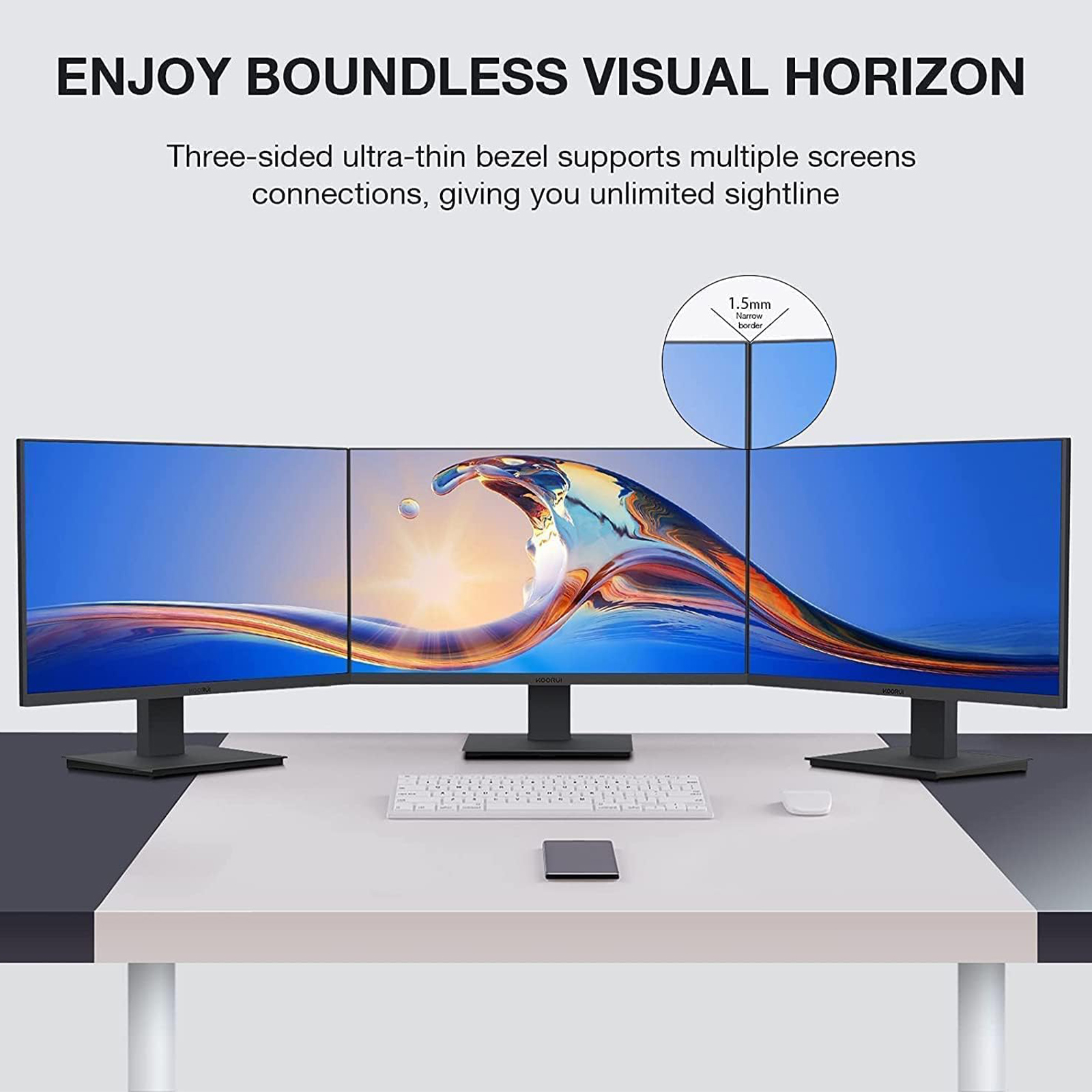  KOORUI 22 Inch 75Hz 99%sRGB LED Computer Monitor,Full HD 1920 x 1080 Office Monitor, VA Desktop Display, HDMI VGA Ports,Vision Care