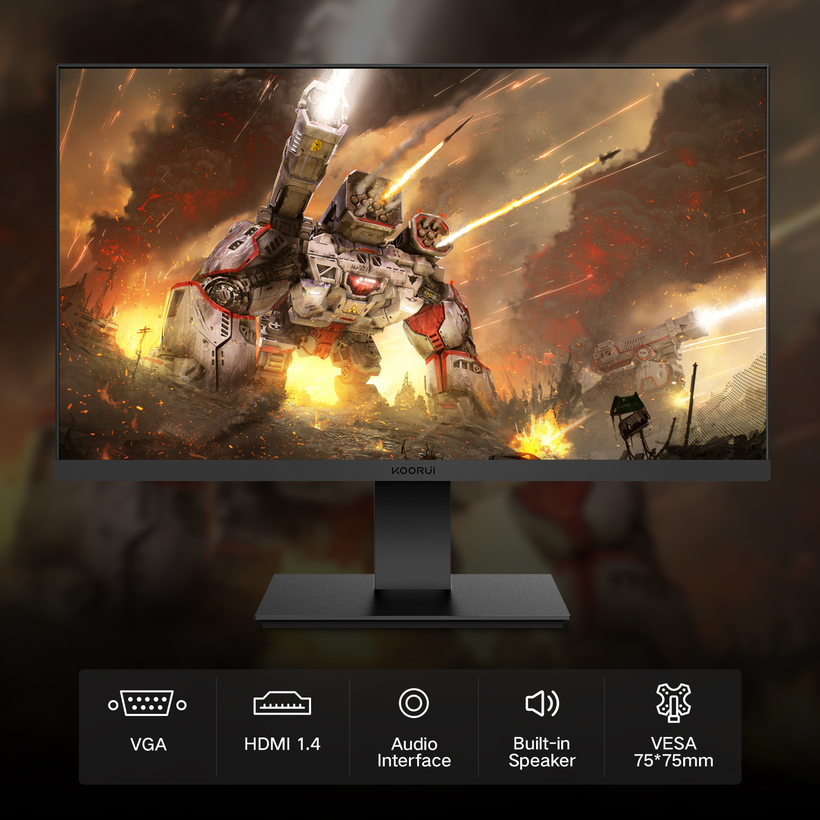 KOORUI 22 inch Computer Monitor,100Hz FHD 1080P PC Desktop Gaming Monitors for Computer,Build-in Speakers,Adaptive Sync,HDMI VGA Ports