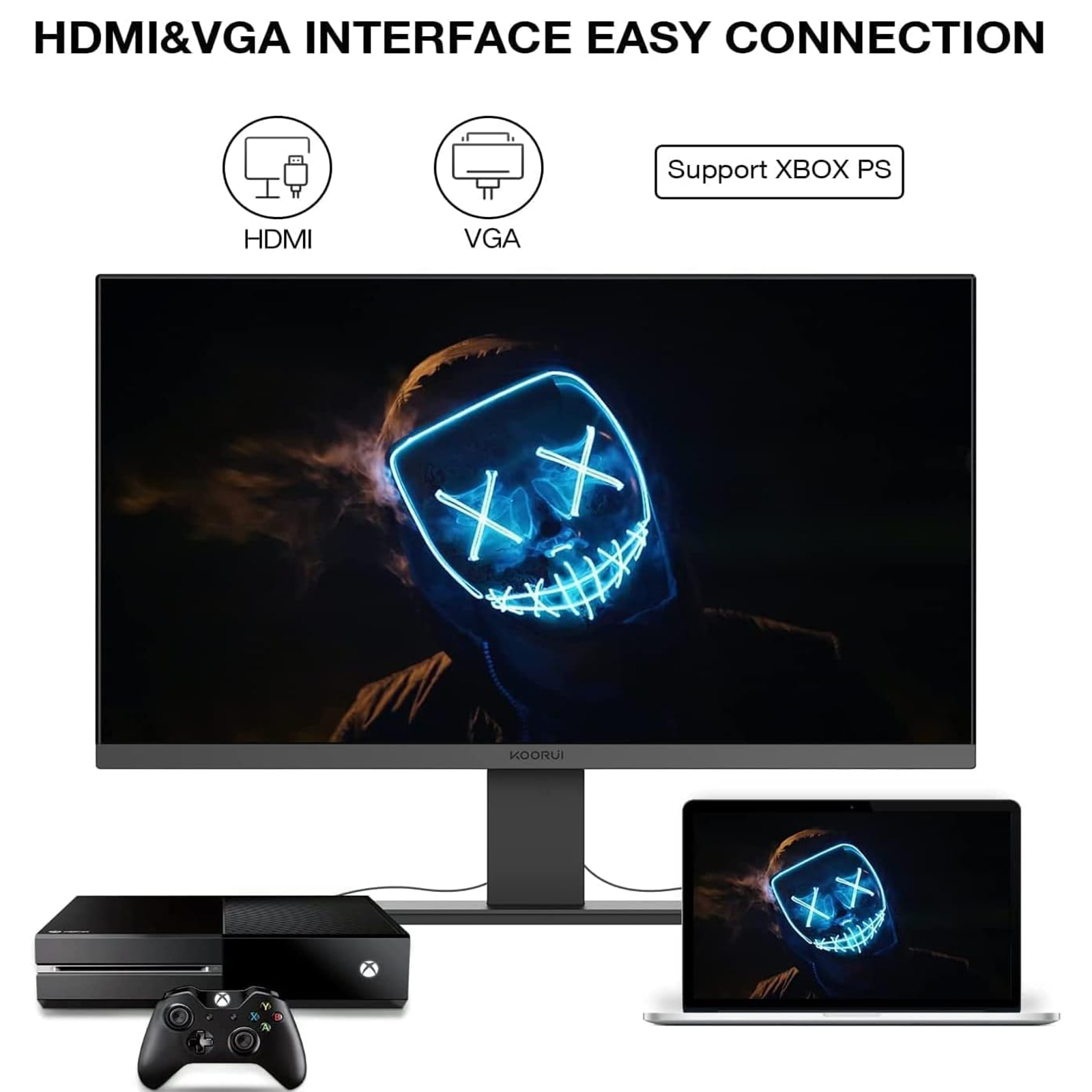  KOORUI 22 Inch 75Hz 99%sRGB LED Computer Monitor,Full HD 1920 x 1080 Office Monitor, VA Desktop Display, HDMI VGA Ports,Vision Care