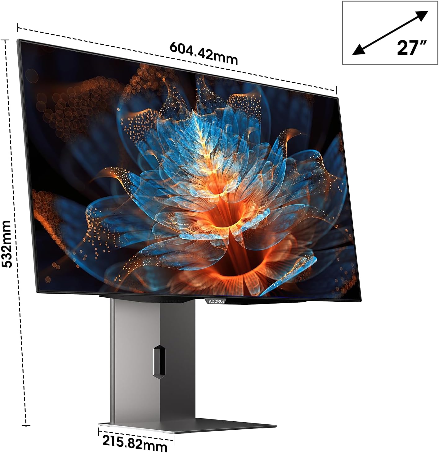 KOORUI 27 inch OLED Gaming Monitor, 1440P 240Hz Computer Monitor, 0.03ms, AdaptiveSync Compatible, 90W Type-C Charge, DCI-P3, Slim Screen, HDMI 2.0, DisplayPort 1.4, USB-C 3.1, VESA, Black, 27E8QK