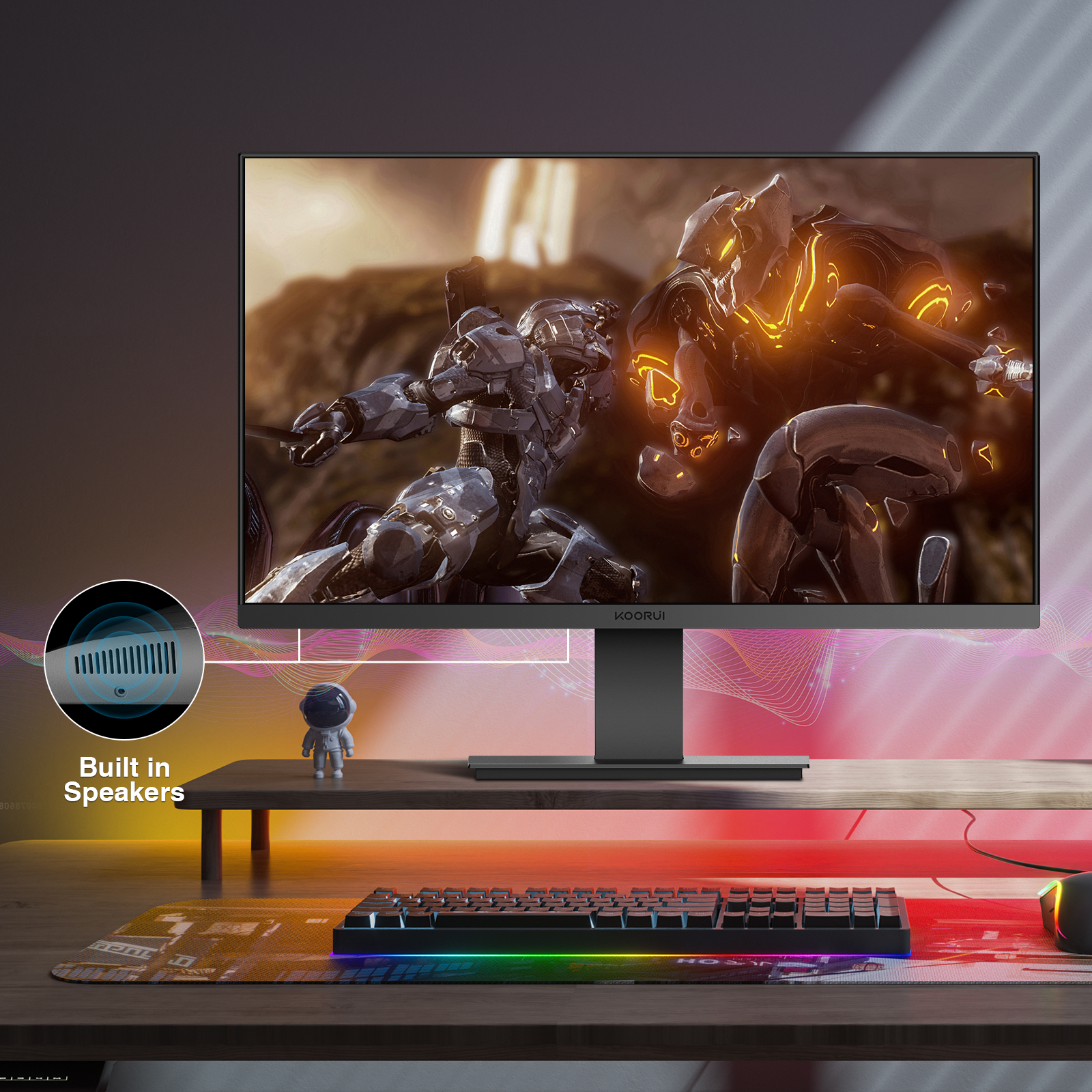 KOORUI 22 inch Computer Monitor,100Hz FHD 1080P PC Desktop Gaming Monitors for Computer,Build-in Speakers,Adaptive Sync,HDMI VGA Ports