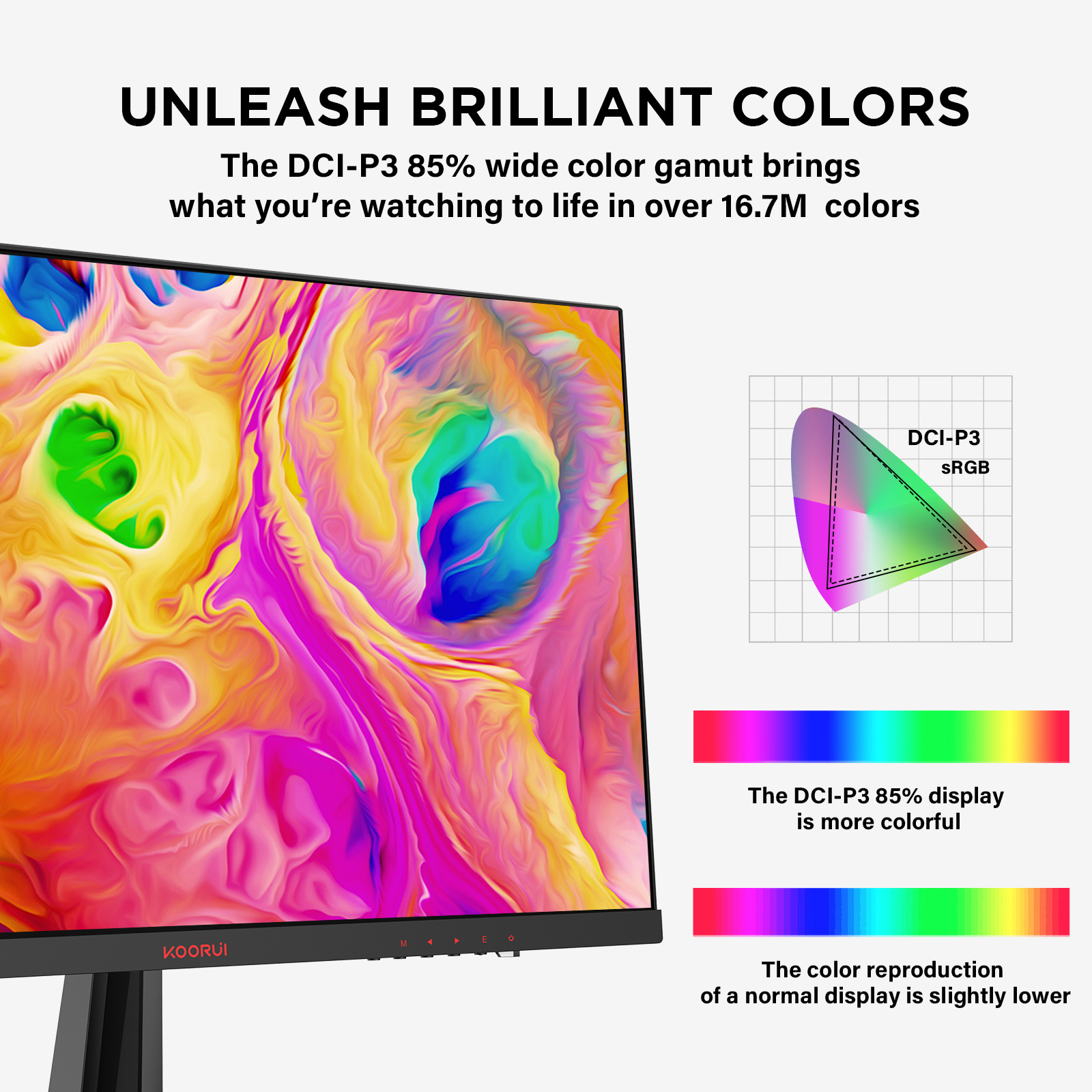 KOORUI 24 Inch Gaming Monitor, 165Hz, FHD 1080P, VA, 1ms, AdaptiveSync Technology, Ultra-Thin Screen, HDMI/DP, VESA Compatible, Tilt Adjustable, Eye Care