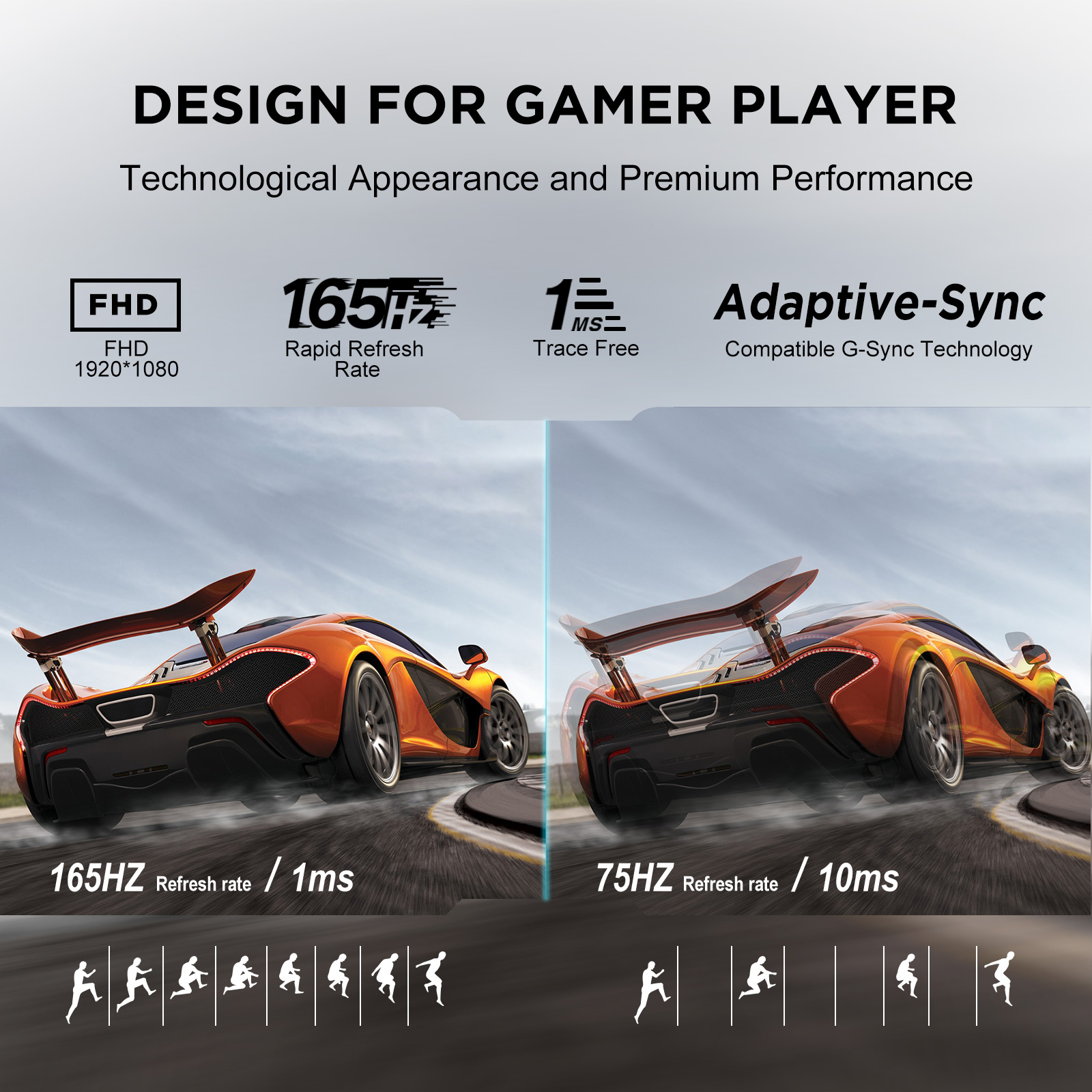 KOORUI 24 Inch Gaming Monitor, 165Hz, FHD 1080P, VA, 1ms, AdaptiveSync Technology, Ultra-Thin Screen, HDMI/DP, VESA Compatible, Tilt Adjustable, Eye Care