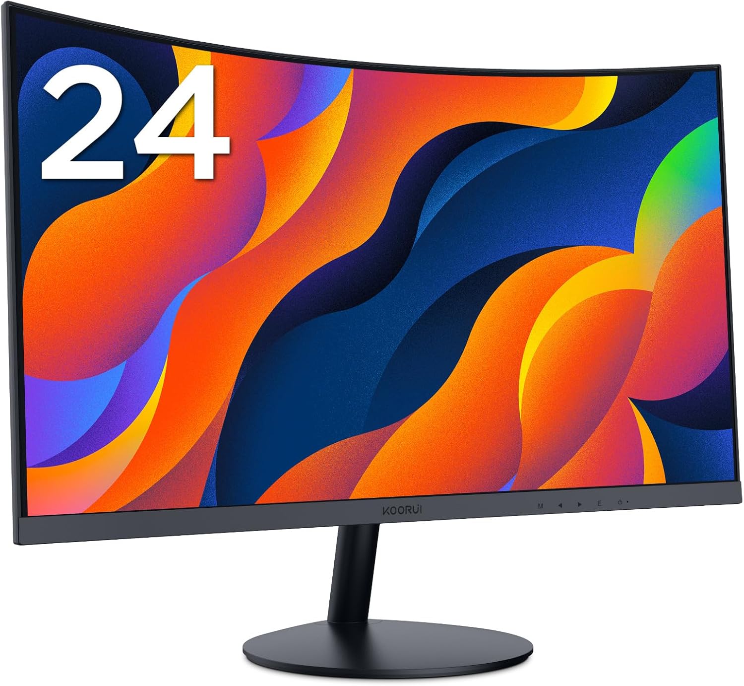KOORUI 24-Inch Curved Computer Monitor, Full HD 1080P 60Hz Gaming Monitor 1800R LED HDMI VGA, Tilt Adjustment, Eye Care, Black 24N5C