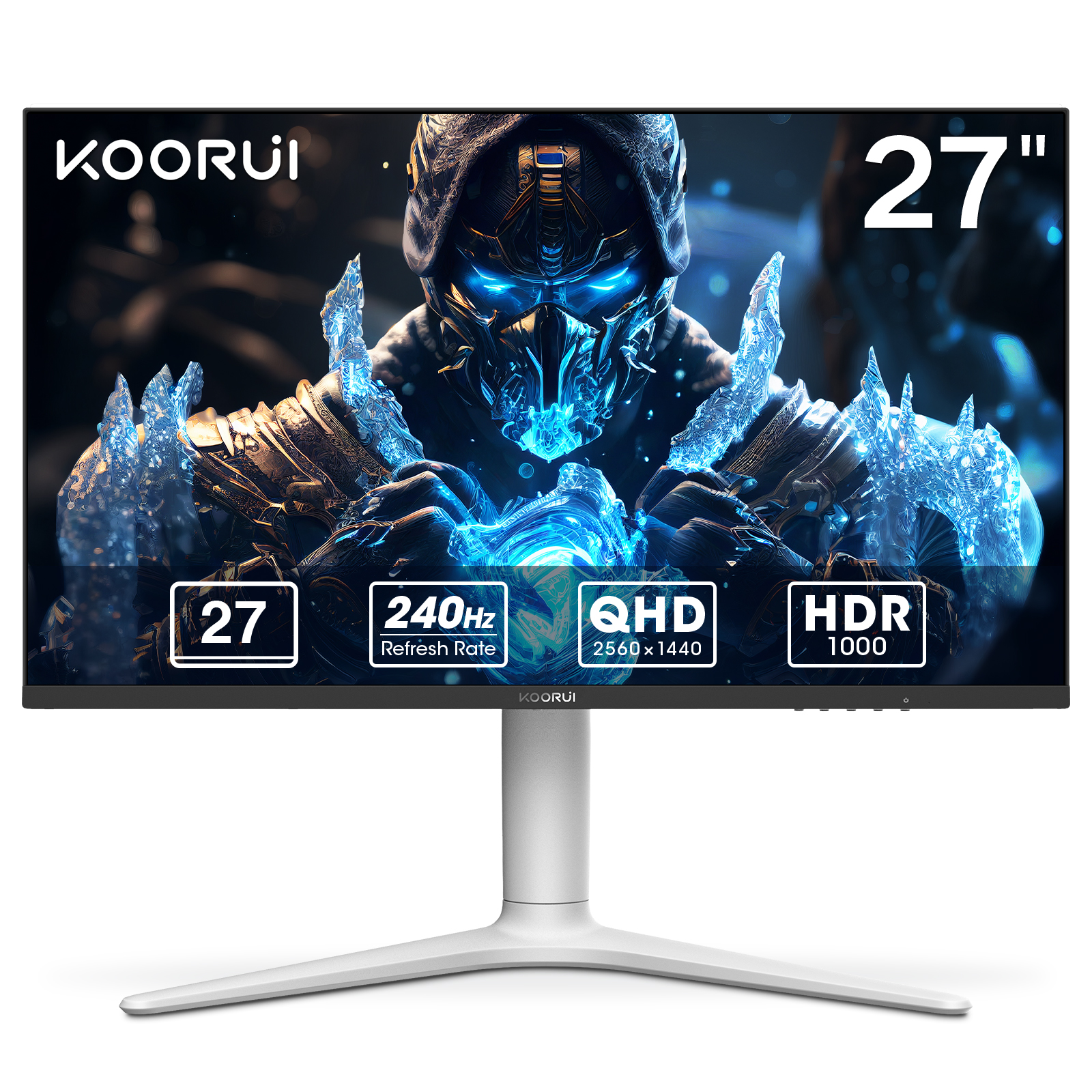 KOORUI Gaming Monitor 27 Zoll, 240Hz, VA Mini LED, 1ms, QHD Gaming Bildschirm Adaptive Sync, 2xHDMI 2.0 & DisplayPort 1.4, HDR 1000, DCI-P3 95%, VESA 75 * 75mm, Eye Care, Höhenverstellbar