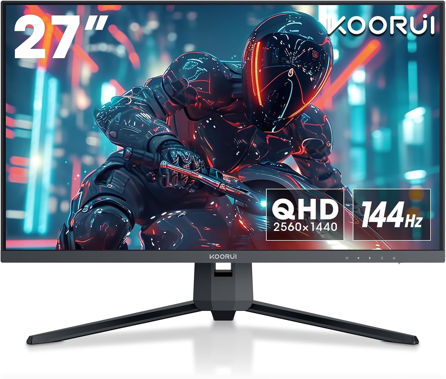 KOORUI Gaming Monitor 27 Inch QHD 144 Hz, 1ms, DCI-P3 90% Colour Range, Adaptive Sync, 2560 x 1440, HDMI, DisplayPort