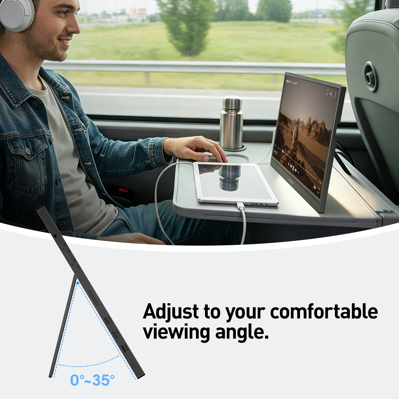 KOORUI 15.6 inch Portable Monitor FHD 1080P IPS External Display, Second Screen for Travel and Office, USB-C HDMI Gaming Monitor with Kickstand & Speakers for Laptop PC