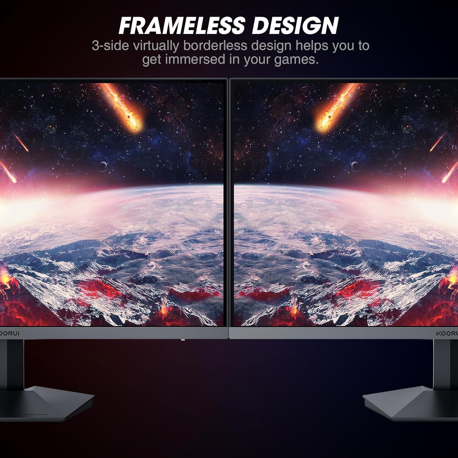 KOORUI 27 Inch Gaming Monitor, 165Hz, FHD, IPS, 1ms, DCI-P3 90%, Adaptive Sync, HDMI/DisplayPort, Black