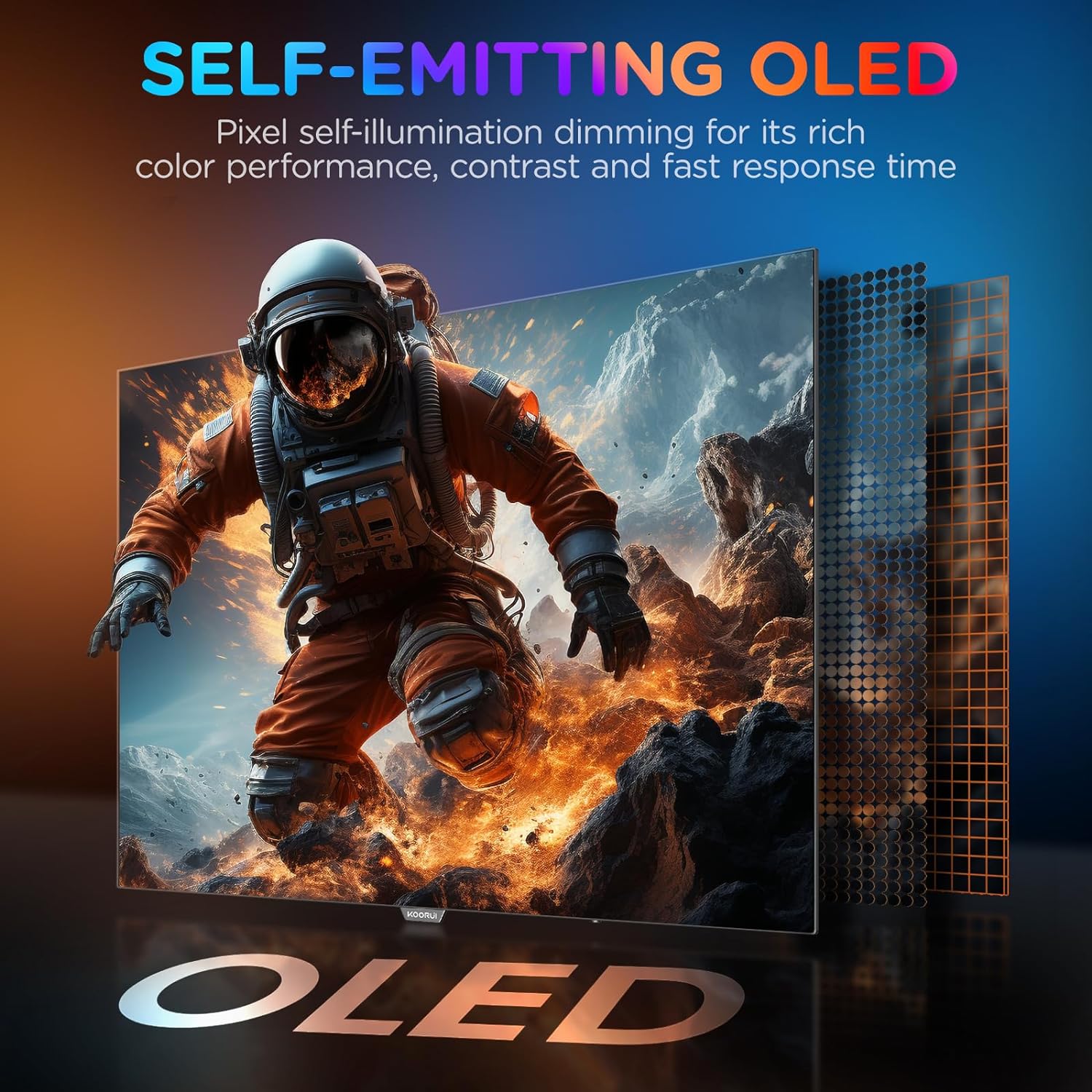 KOORUI 27 Inch OLED Gaming Monitor, 1440P 240Hz 0.03ms PC Monitor, 90W Type-C Charge, DCI-P3 Slim Screen, HDMI 2.0, DisplayPort 1.4, USB-C 3.1, 100 x 100 mm VESA, Black, 27E8QK