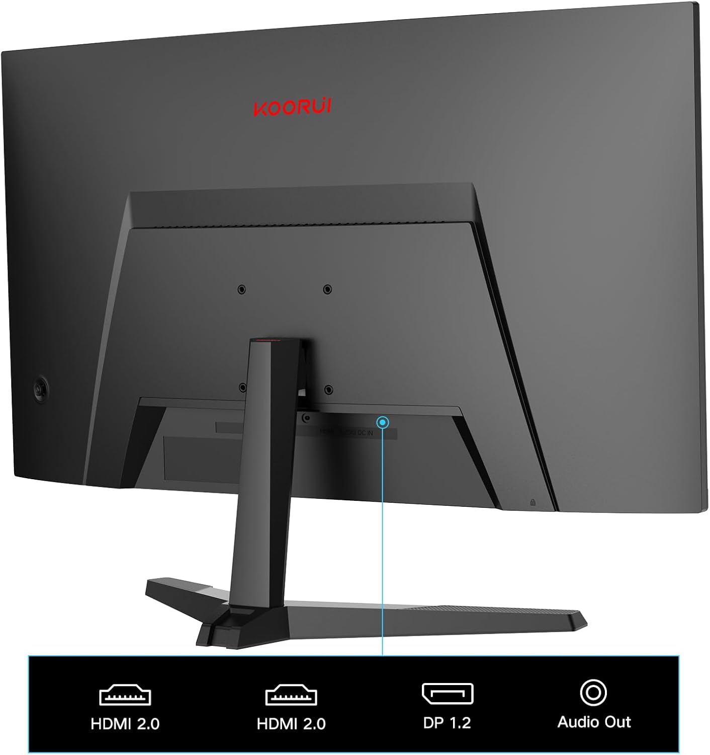 KOORUI 24 Inch Curved Gaming Monitor, FHD 1080p, 1ms Response Time, 180Hz Refresh Rates, HDMI 2.0/DP 1.2, 250cd/m² Brightness
