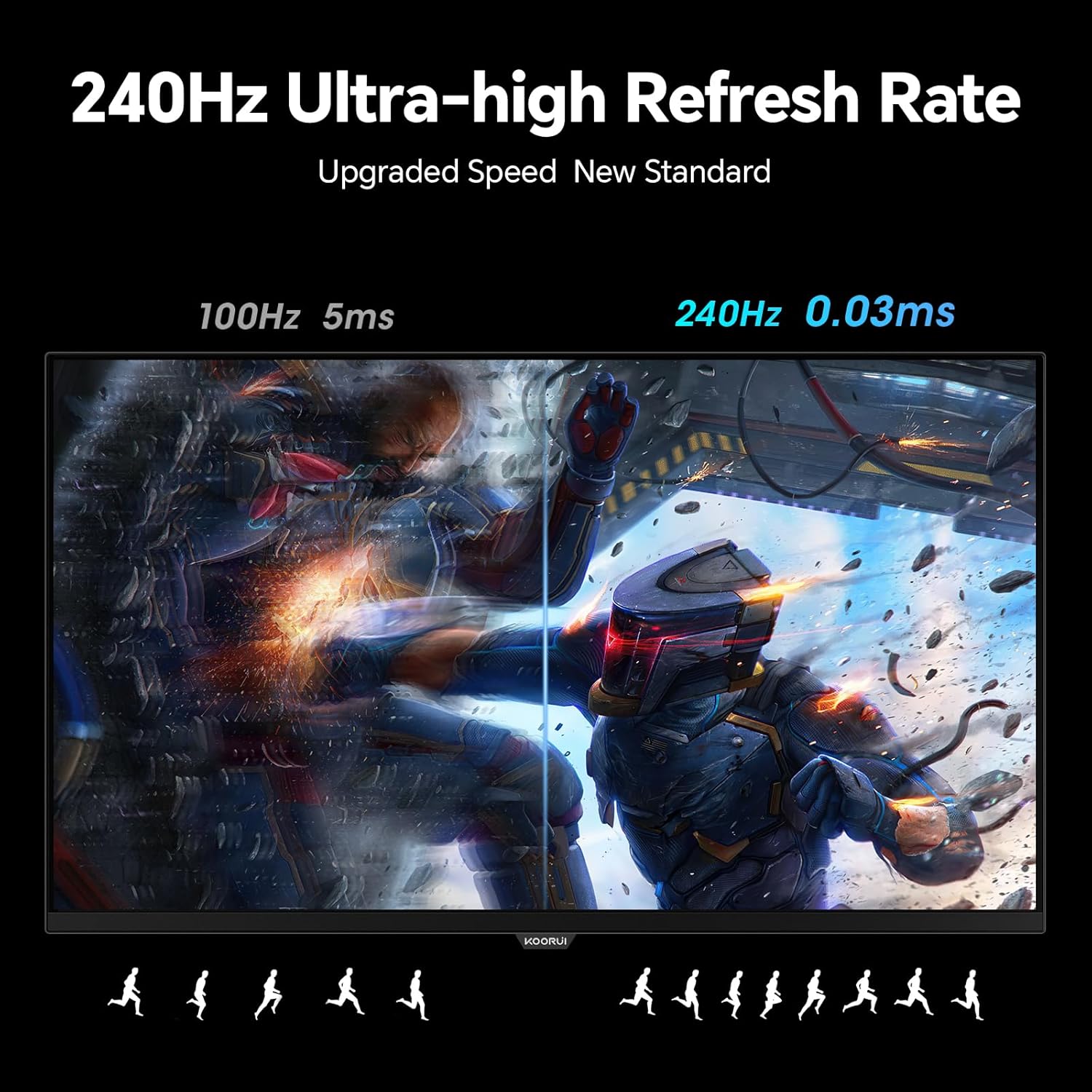 KOORUI 27 inch OLED Gaming Monitor, 240Hz Monitor, 0.03ms, 1440p AdaptiveSync Compatible, 99% DCI-P3, Height/Pivot/Tilt/Swivel Adjustability, HDMI 2.0, DisplayPort 1.4, VESA, Black, S2721XO