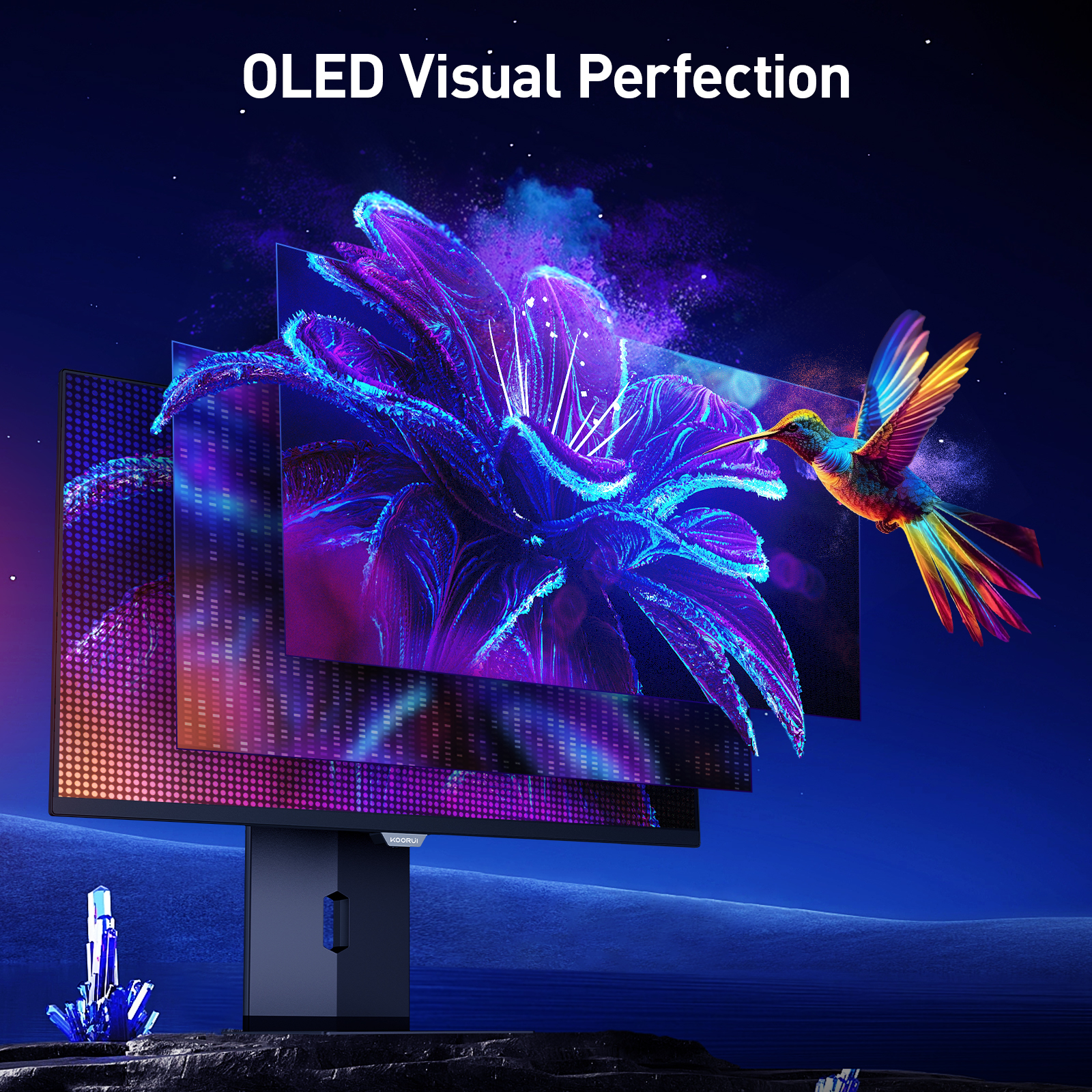 KOORUI 32 Inch Gaming Monitor, 4K UHD 240Hz, 0.03ms Computer Monitors, OLED Display, AdaptiveSync, Tilt/Pivot/Swivel/Height Adjustable, 99% DCI-P3, HDR True Black 400, DisplayPort, HDMI, Type-C